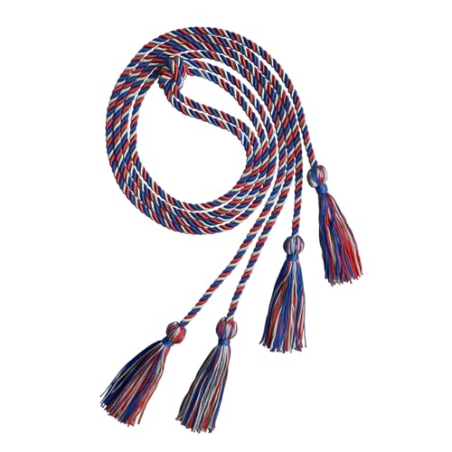Image of Endea Graduation Double Honor Cord Three-Color (Royal Blue /Red /Silver)