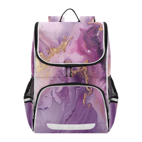 Sac à dos marbre violet grande capacité pour éviter le mal de dos