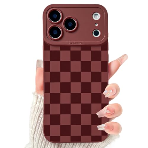 Lovmooful for iPhone 17 Pro Max/18 Pro Max Case Cute Plaid-Red