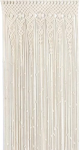 Handgewebte Boho Vorhänge aus Baumwolle für Tür Dekoration als Raumteiler ideal für Wohnräume Makramee türvorhang stilvoll und ästhetisch als hängender Raumteiler Vorhang für jedes Zuhause, 90 x 180cm