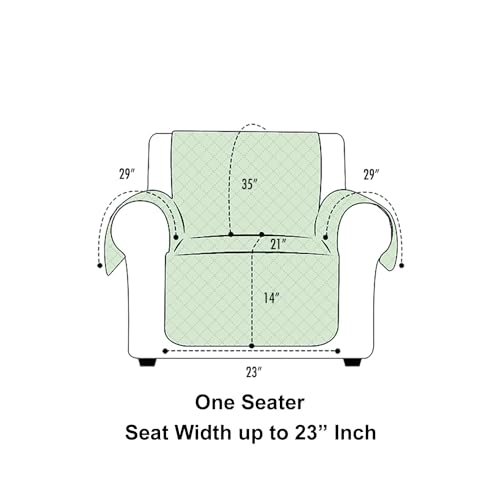 Image of DREAM KING 3 Layers Reversible Sofa Cover Polyester Single Seater Quilted Sofa Cover with Side Pockets Coffee & Beige
