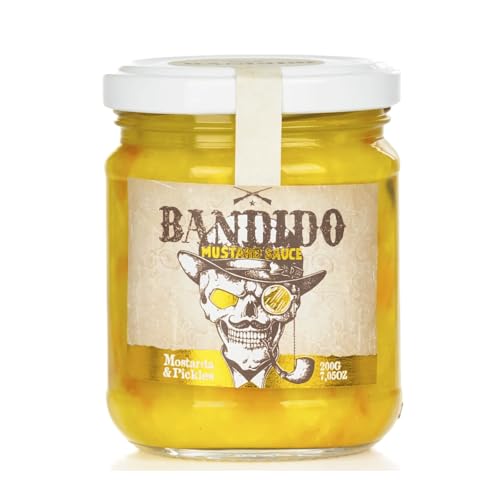 Pack de 3 Mostaza Bandido con Pepinillos – 200 g – Crema de Mostaza Gourmet con Verduras Encurtidas – Producto de Portugal