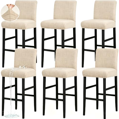 Image of JIUZHEN Camel Stretch Velvet Bar Stool Counter Covers Set of 6