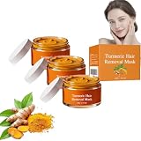 Maschera depilatoria alla curcuma, crema depilatoria indolore, per pelli sensibili, rimozione dei peli del viso da donna, per labbra superiori, mento e guance, rapida (3P)