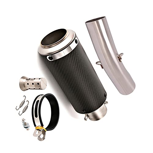 スリップオンエキゾーストシステムミッドコネクトリンクチューブリアルカーボンファイバーマフラーテールパイプDBキラー付き用に適合するに適合するニンジャ に適合するZX6R 2009-2022