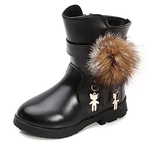 QINGCOMFACAI Kid's Girl's Waterproof Ankle Boots Side Zipper Fur Lined Winter Snow Boots(Toddler/Little Kid/Big Kid)