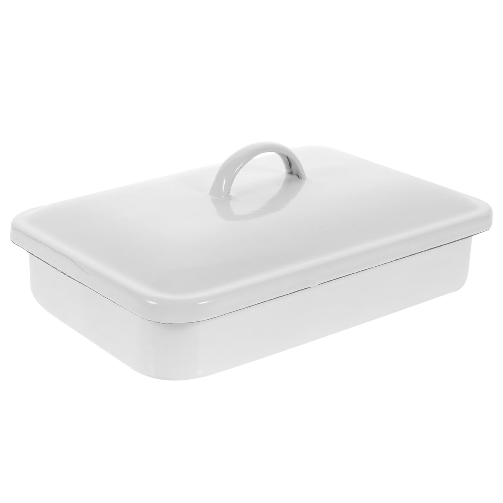 Toyvian Sartén Antiadherente Rectangular Esmaltada con Tapa de Color Claro