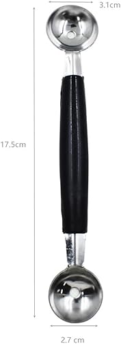 Miniatura 9 de Paquete de 8 bolas de melón de frutas de doble extremo, cuchara de bola de acero inoxidable 430, bolas de melón redondas lisas para sandía, helado,