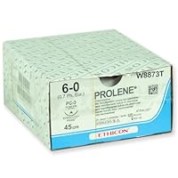 ETHICON - PROLENE blau pigmentierte Monofilamentnähte, steril, nicht resorbierbar, 6/0 PC-3, Packung mit 36 Stück, 22322