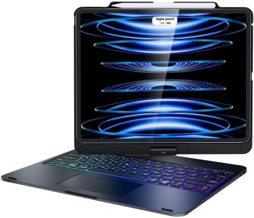 edaiser Keyboard Case for iPad Pro 12.9; 2022 Trackpad Case with Keyboard iPad Pro 12.9 inch 6th Generation 5th 4th 3rd Gen 2021 2020 Smart Touch 360 Rotation Backlit Bluetooth Cover and Pencil Holder