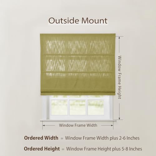 Image of TWOPAGES Isabella No Drill Cordless Roman Shade Linen Textured Cotton Roman Blind for Windows, Custom Made Room Darkening Blackout Roman Window Shade, Hardware Included, Apple Green, 1 Piece