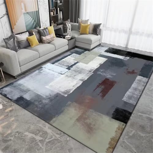 Moquette salon gris haut de gamme 100x160cm motif abstrait