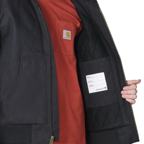 Image of Carhartt Boys' Flannel-Lined Hooded Canvas Insulated Zip-Up Jacket