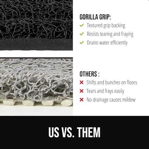 Image of GORILLA GRIP Exfoliating Bath and Shower Mat, Textured Backing, 30x16 Soft Loofah-Style Foot Scrubber for Outside or Inside Bathtub, Quick Dry Easy Drainage Tub Floor Mats, Bathroom Essentials, Black