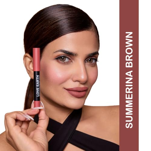 Image of Love Earth Lip Crayon Non-Transfer Lipstick-Summerina Brown | Lightweight & Longlasting, Smudge Proof, Transferproof, Matte Lipstick | Crayon Lipstick up to 12 Hours Stay -3.5g