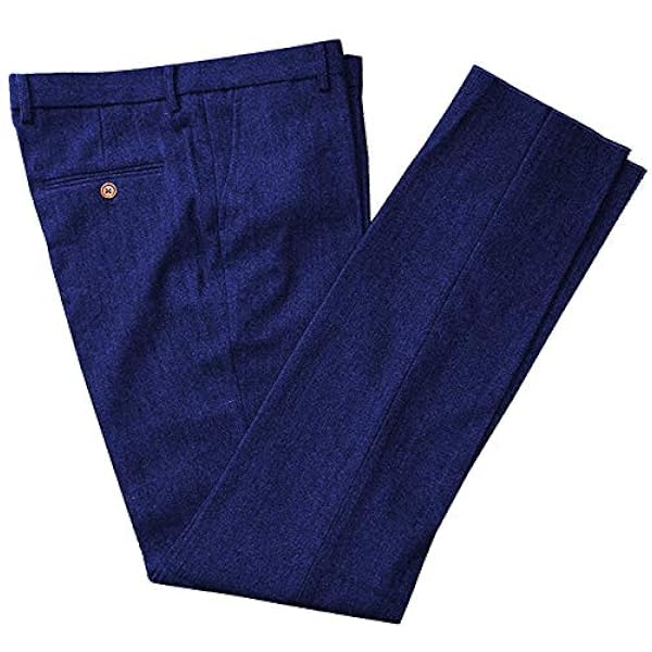 HSLS Herr klassisk passform tweed klänning byxor kostym formella fiskbensbyxor platt framsida