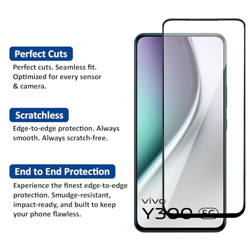 Image of AIBEX Tempered Glass for Vivo Y300 / Oppo F27 / Realme 13 / Realme P1 5G | 9H Hardness | Anti-Glare & Anti-Fingerprint | Water Resistant | Edge-to-Edge Full Screen Protector |Bubble-Free Installation