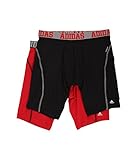 adidas Men's Sport Performance Mesh Midway Underwear (2-Pack), Black/Real Red Real Red/Black, X-LARGE