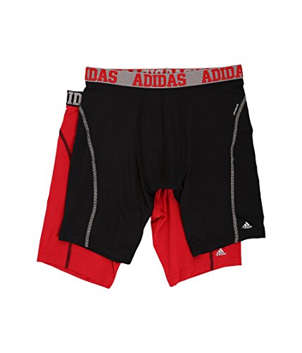 adidas Men's Sport Performance Mesh Midway Underwear (2-Pack), Black/Real Red Real Red/Black, X-LARGE