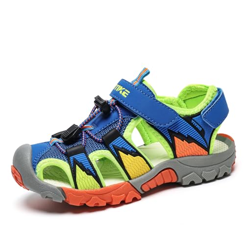 JMFCHI Kinder Sandalen Jungen Geschlossene Sommerschuhe Sports Outdoorsandalen Mädchen Trekkingsandalen Wandern Strand Schuhe Blau gr.35
