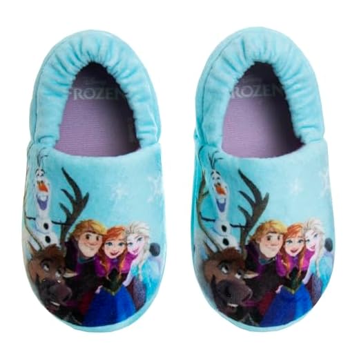 Disney Frozen Elsa and Anna - Pantuflas de interior para niñas | Pantuflas de felpa ligeras y cálidas, Azul, 9-10 US Toddler