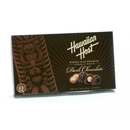 Hawaiian Host Whole Macadamias Premium Dark Chocolate 7 oz Box (Pack of 2)