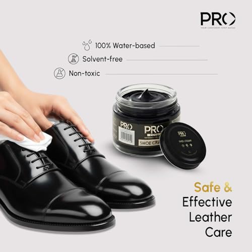 PRO SHOE CREAM I PACK OF 1 I CONSISTS OF NATURAL CARNOBA WAX & BEES WAX I GIVES IN DEPTH CARE (BLACK), Black