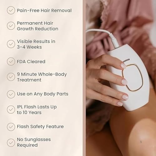 Image of IPL Hair Removal Handset for Women & Men - Painless Laser Hair Remover Machine for Permanent Hair Reduction on Face, Bikini, Underarms, Legs & Pubic Area - At-Home Epilator Device