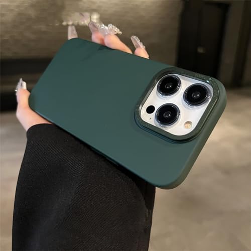 Étui iPhone 14 Plus PC liquide vert foncé antichoc avec couvre caméra iPhone 13 Pro Max