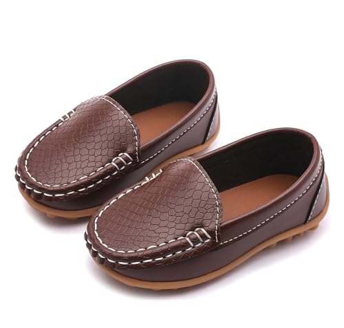 image for LONSOEN Toddler/Little Kid Boys Girls Soft Synthetic Leather Loafer Sl