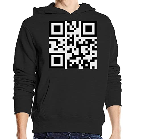 Sweat à capuche FCK Off QR Code en coton noir uni pour adulte
