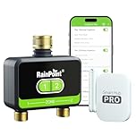 RAINPOINT Bewässerungscomputer WLAN 2 Ausgänge, Messing-Einlass und -Auslass, Automatische Garten Bewässerungsuhr mit App/Sprachsteuerung, WLAN Bewässerungssystem für Gewächshaus Garten