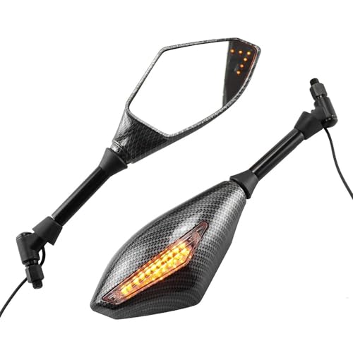 Rétroviseurs latéraux universels moto 10mm noir équipés de clignotants indicateurs de direction