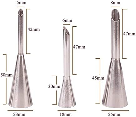 3PCS Cake Nozzles Tip Cream Icing Piping Nozzle Tip Stainless Steel Long Puff Nozzle Tip Decorating Tool 3 Sizes