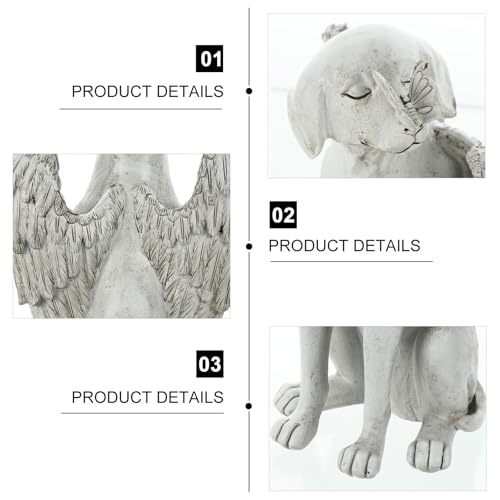 Adorno realista de perro con alas de ángel, tumba decorativa para zonas de exterior 4