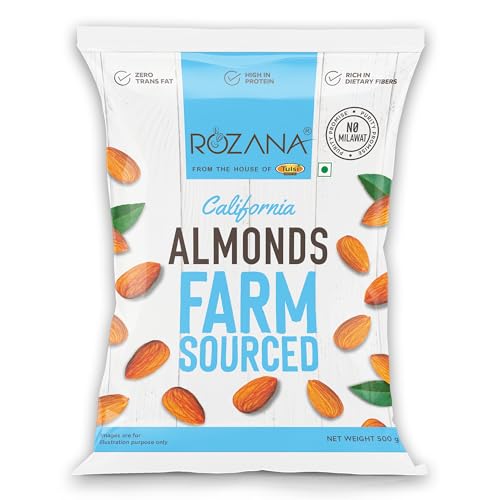 Image of Tulsi Rozana Value California Almonds 500g | Whole Almond | Badam Giri | Rich in Protein | High in Fiber | Good for Health | Loaded with Antioxidants | Nuts & Dry Fruits | Healthy Nuts