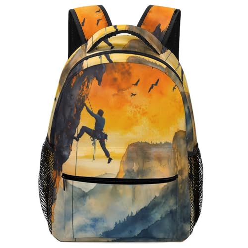 Rock Climbing Climber Mountains Travel Backpack Lightweight Shoulders Bag Laptop Daypack for Work Office