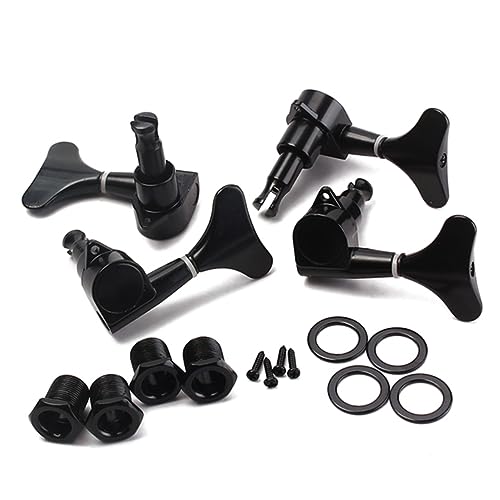 Abaodam Sealed Bass Tuning Pegs Black 2r2l Locking Tuners for Guitar Bass Metal Parts Easy to Install