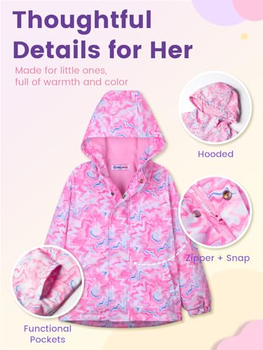 Image of WELAKEN Fleece lined Jackets with Water-Resistance Frabic for Kid's & Toddler II Girl's Rain Jacket & coats