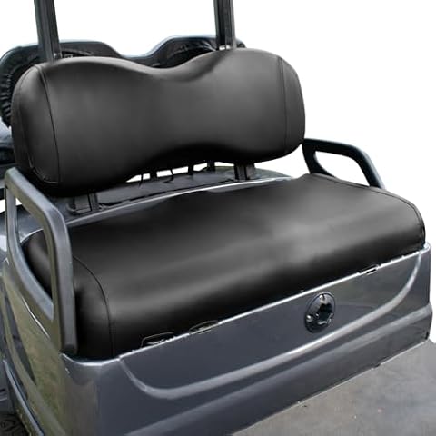 NOKINS Golf Cart Seat Covers Leather Front Seat Cover Fit Yamaha Drive&Drive 2,Smooth and Simple Style,No Stapler,Golf Cart Vinyl Waterproof Replacement Seat Cover, Black Cover