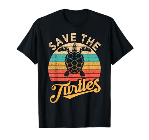 Save The Turtles Animal Rights Sea Turtle Retro Style Gift T-Shirt