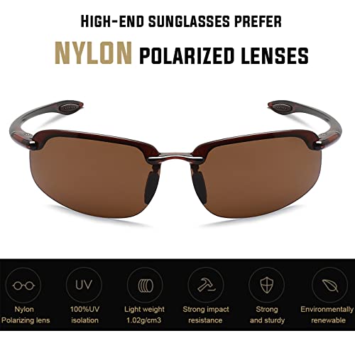 Juli Eyewear Nylon Polarized Sunglasses For Men Women Driving Fishing Baseball Driving (Nylon Polarized Brown/Brown) #TOP1