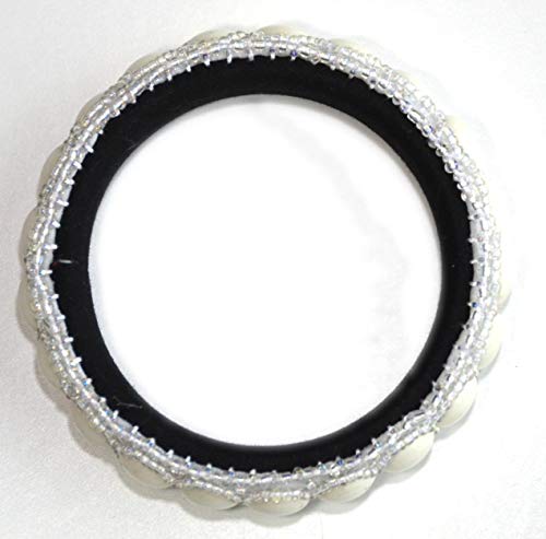 Bracelet bangle blanc perles porcelaine billes verre chic - 3