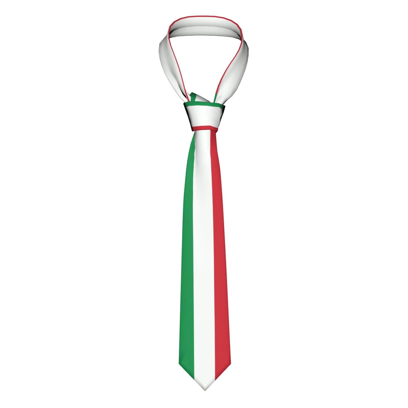 Men'S Tie Italy Flag Print Woven Casual Necktie Slim Necktie Formal Necktie For Business Wedding