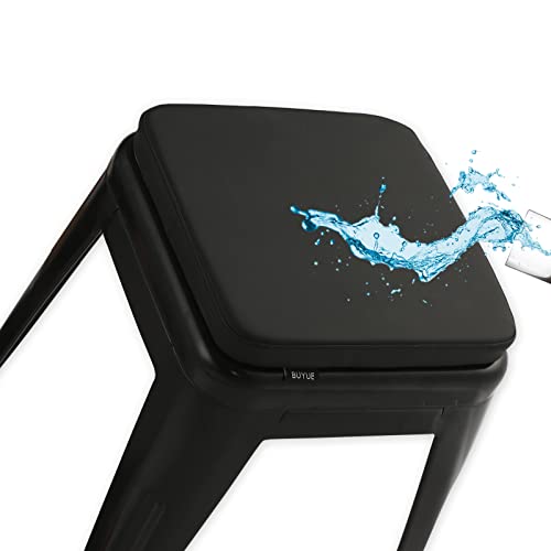 Buyue Enhanced Anti-Slip Magnetic Bar Stool Cushion 1 Piece, Luxury Pu Leather Waterproof Small Seat Cushion For Café Bistro Stackable Metal Stool (Square, Black, 1) #TOP16