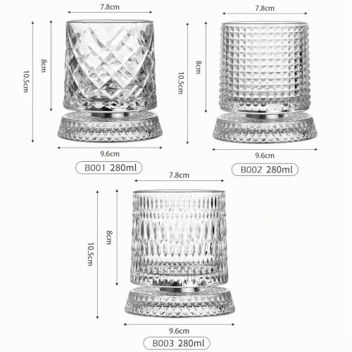 LIBRNTY Verre Whisky,Verre à Eau Rotatif,Verre à Whisky de 280 ml,Dessous de verre en rotatif à 360°avec fond,Peut être utilisé comme Verre à rhum,Tasse à Cocktail (B003) – vue 2