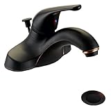 Designers Impressions 654685 Oil Rubbed Bronze Single Handle Lavatory Bathroom Vanity Faucet - Bathroom Sink Faucet with Matching Pop-Up Drain Trim Assembly