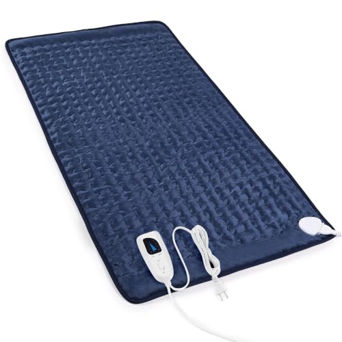 Image of Heating Pad,Electric Heating Pads,Heating Pad for Back,DarkBlue,33x17 Inch | Heating Pads for Shoulder,Neck,Abdomen,Knee,Arms,Legs,Heat Pad for Birthday Father Mother Gift Women Men,6 Heat Settings