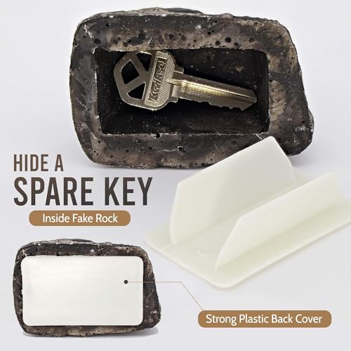 Image of Hide-A-Spare-Key Fake Rock - Looks & Feels Like Real Stone - Safe for Outdoor Garden Or Yard, Geocaching (Pack of 1)