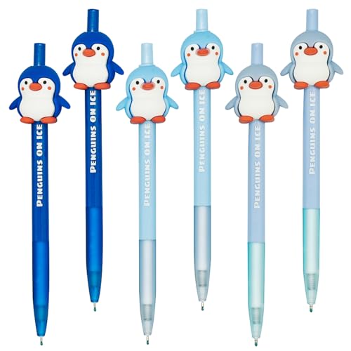 6 bolígrafos Maydahui pingüino multicolor tinta negra miniatura 1